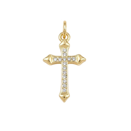 Pendentif breloque croix zirconiums sertis