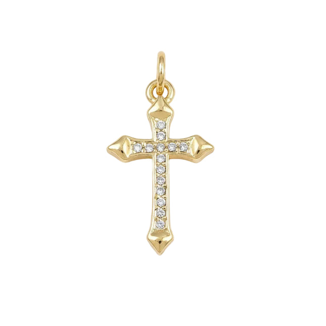 Pendentif breloque croix zirconiums sertis
