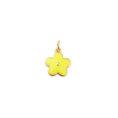 Pendentif breloque petite fleur jaune zirconiums sertis