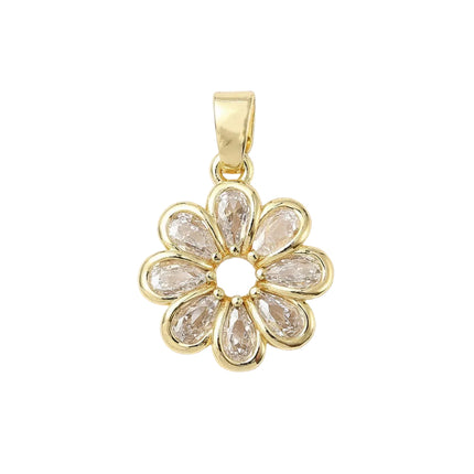 Pendentif breloque fleur zirconiums sertis