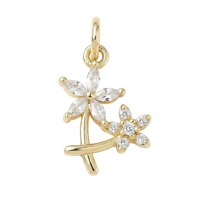 Pendentif breloque fleurs zirconiums sertis