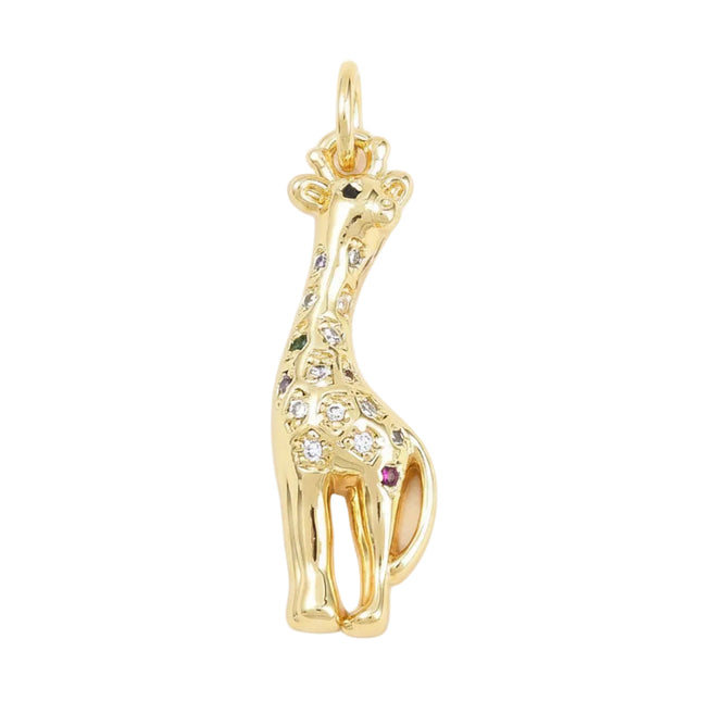 Pendentif breloque girafe zirconiums couleurs sertis