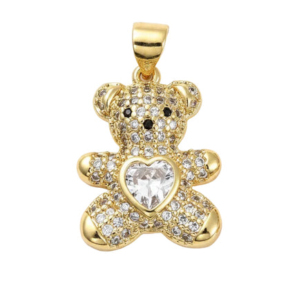 Pendentif breloque ourson zirconiums sertis