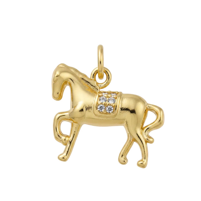 Pendentif breloque petit cheval zirconiums sertis