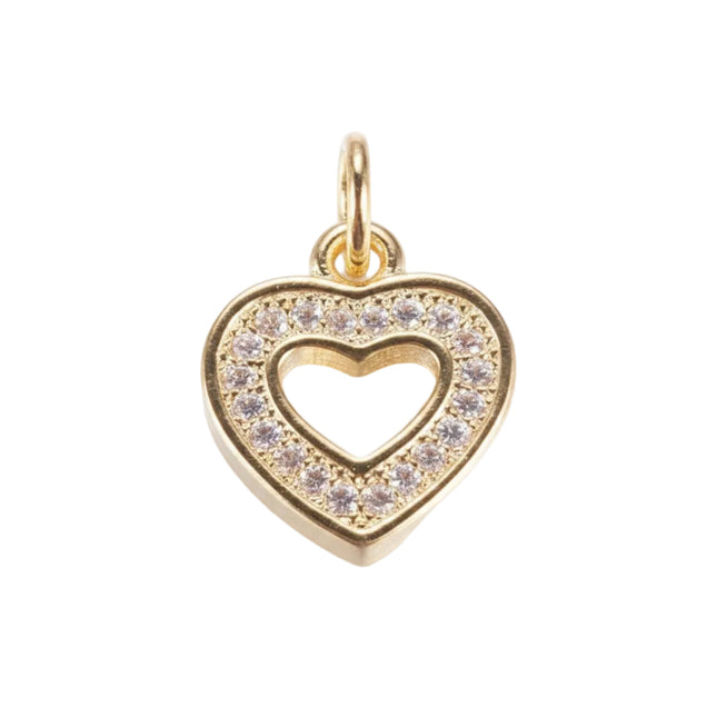 Pendentif breloque petit coeur zirconiums sertis
