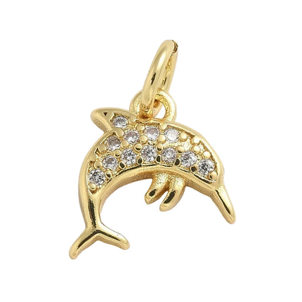 Pendentif breloque petit dauphin avec zirconiums sertis