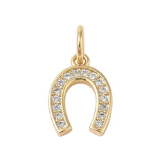 Pendentif breloque petit fer à cheval avec zirconiums sertis