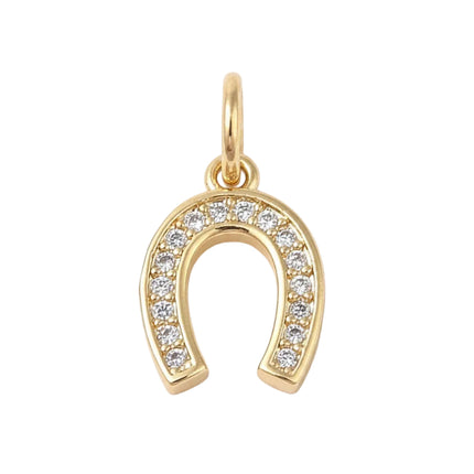 Pendentif breloque petit fer à cheval avec zirconiums sertis