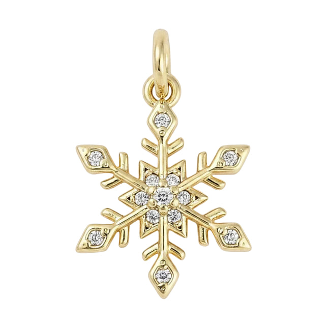 Pendentif breloque petit flocon avec zirconiums sertis