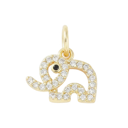 Pendentif breloque petit éléphant avec zirconiums sertis