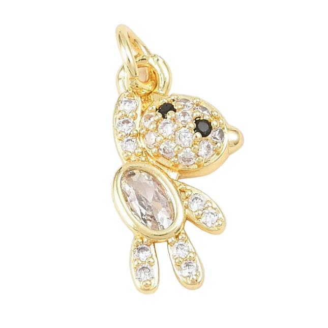 Pendentif breloque petit ours aux zirconiums sertis