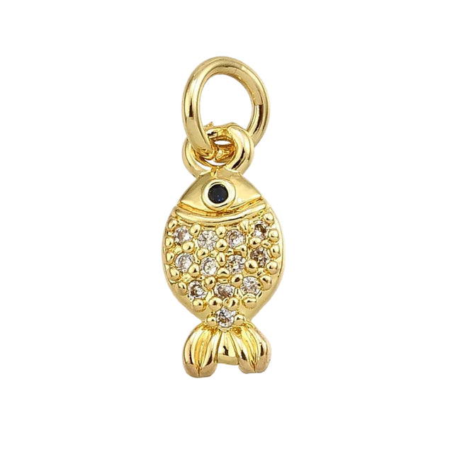 Pendentif breloque petit poisson zirconiums sertis