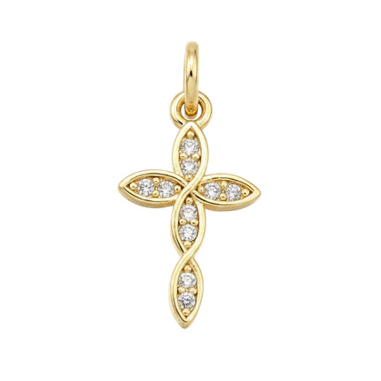 Pendentif breloque petite croix avec zirconiums sertis