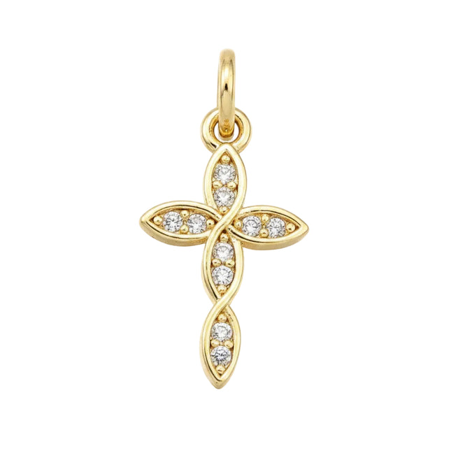 Pendentif breloque petite croix avec zirconiums sertis