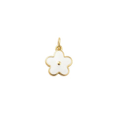 Pendentif breloque petite fleur blanche zirconiums sertis