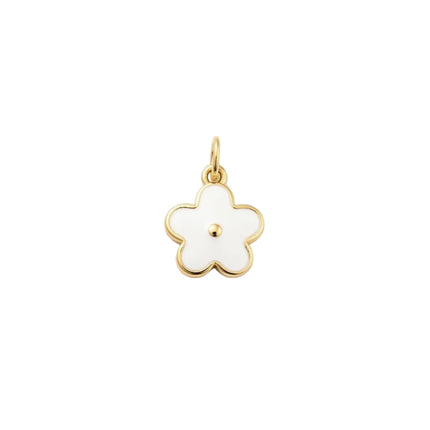 Pendentif breloque petite fleur blanche zirconiums sertis