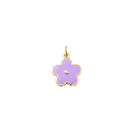 Pendentif breloque petite fleur mauve zirconiums sertis
