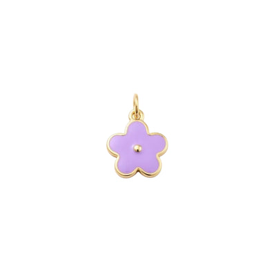 Pendentif breloque petite fleur mauve zirconiums sertis