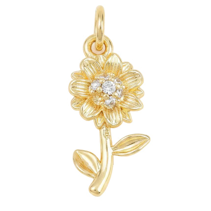 Pendentif breloque petite fleur zirconiums sertis