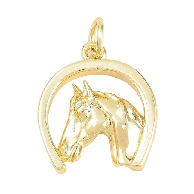 Pendentif breloque tête de cheval dans un fer