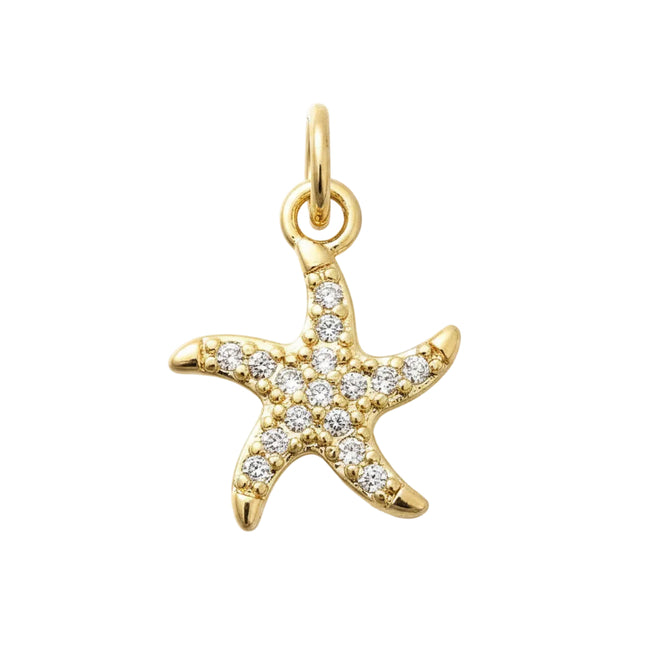 Pendentif breloque étoile de mer zirconiums sertis