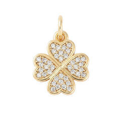 Pendentif breloque trèfle à quatre feuilles avec zirconiums sertis