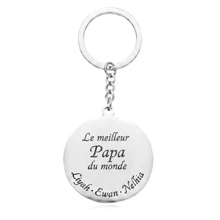 Porte clés acier inoxydable le meilleur Papa du monde personnalisable gravure offerte