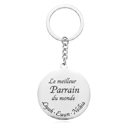 Porte clés acier inoxydable le meilleur Parrain du monde personnalisable gravure offerte
