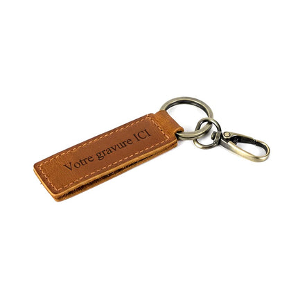 Porte clés cuir de vachette personnalisable gravure offerte