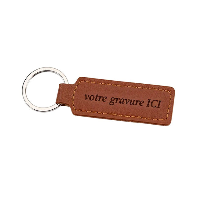 Porte clés cuir pu personnalisable gravure offerte