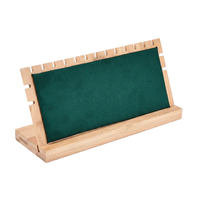 Présentoir bois bambou velours vert pour colliers