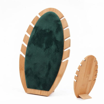 Présentoir bois velour vert fonçé pour collier 27*16 cm