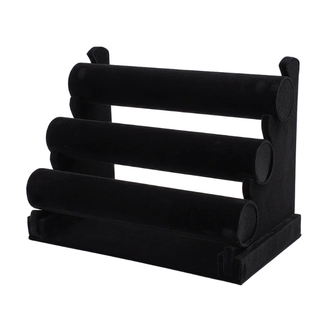Expositor de terciopelo negro de 3 niveles para pulseras 31*23*17 cm