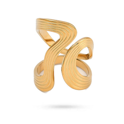 Bague acier inoxydable doré ouverte Bijouxmode