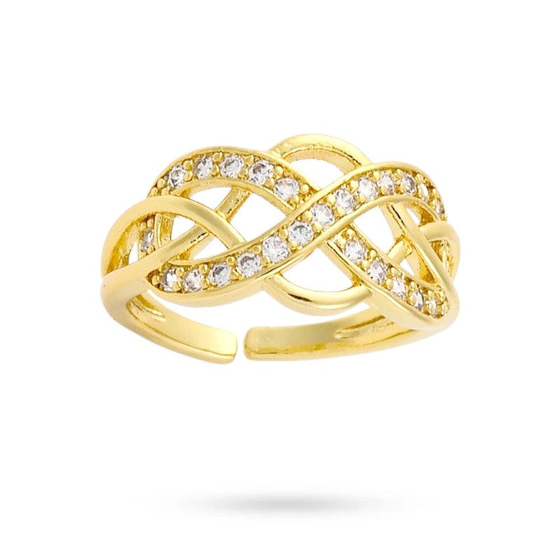 Bague femme réglable entrelacé zirconiums sertis