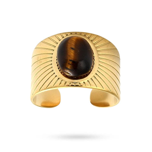 Anillos para mujer acero inoxidable piedras naturales ojo de tigre