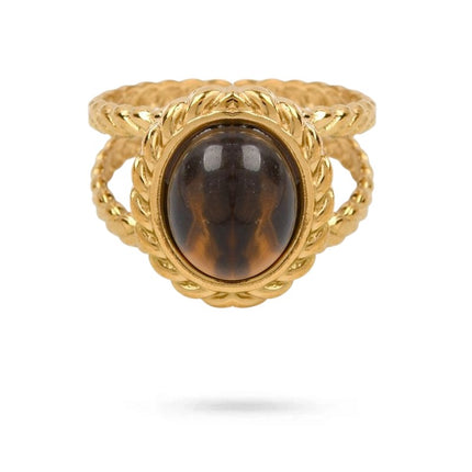 Bagues pour femme acier inoxydable pierre naturelle œil de tigre Bagues pierres naturelles Bijouxmode