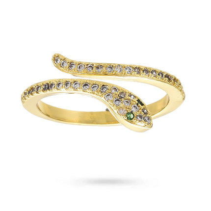 Bague femme réglable serpent zirconiums sertis Bagues plaqué or Bijouxmode