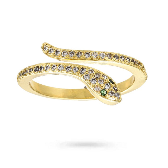 Bague femme réglable serpent zirconiums sertis Bagues plaqué or Bijouxmode