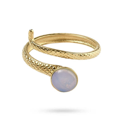 Bagues pour femme acier inoxydable serpent pierre naturelle opale Bagues pierres naturelles Bijouxmode
