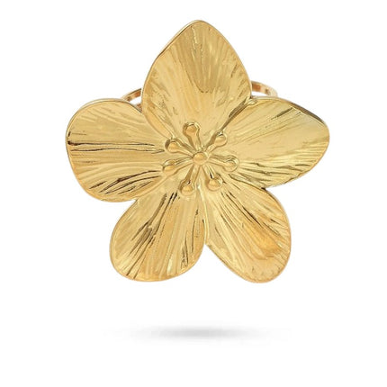 Bague acier inoxydable doré fleur Bijouxmode