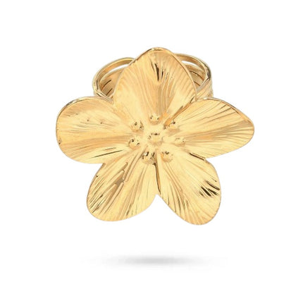 Bague acier inoxydable doré fleur Bijouxmode