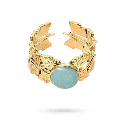 Bagues pour femme acier inoxydable pierre naturelle amazonite Bagues pierres naturelles Bijouxmode