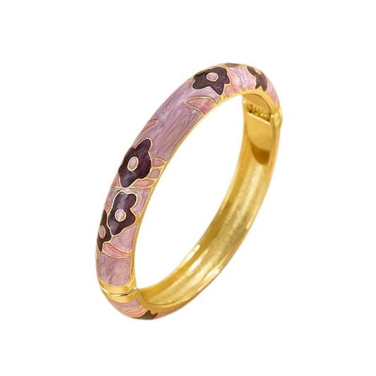 Bracelet pour femme - émail mauve et plaqué or 18k