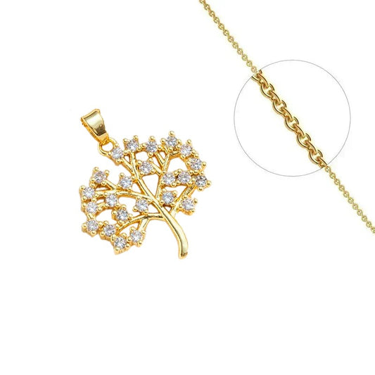 Collier chaîne et pendentif arbre de vie zirconiums blancs sertis