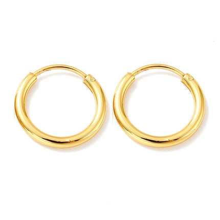 Stainless steel hoop earrings gold 15 mm