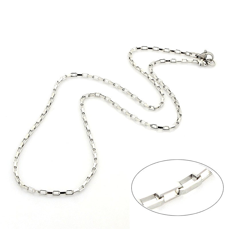 Stainless steel necklace chain - Silver color 45 cm - 2 mm