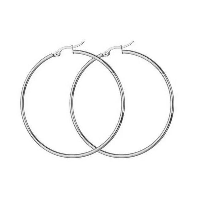 Boucles d'oreilles en acier inoxydable Créoles argentées 40 mm