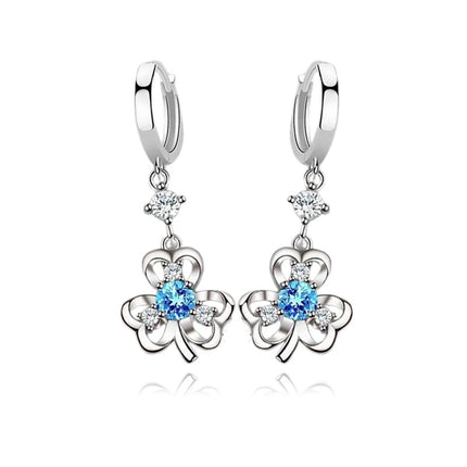 Boucles d'oreilles trèfle oxyde bleu argent 925 Clara Cotemode