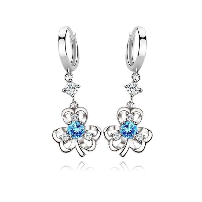 Boucles d'oreilles trèfle oxyde bleu argent 925 Clara Cotemode